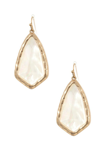 Hamemred framed faceted opal stone earring