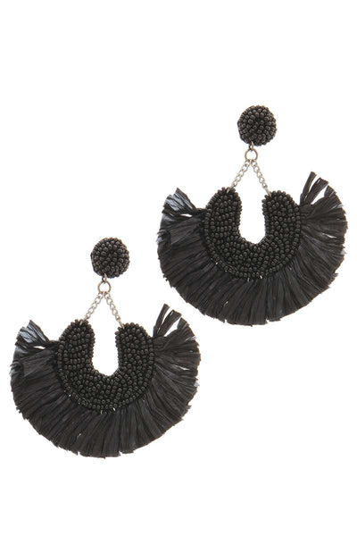 Beaded Fan Tassel Dangle Drop Earring
