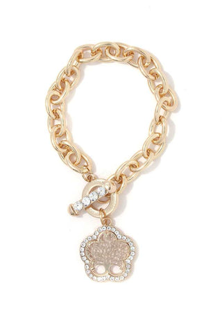 Rhinestone Flower Shape Metal Bracelet