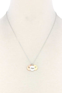 Round Quoted Metal Charm Necklace