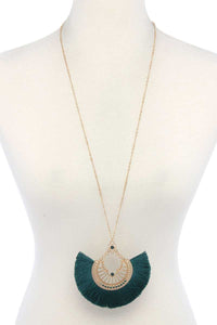 Metal Fan Tassel Pendant Necklace