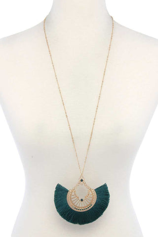Metal Fan Tassel Pendant Necklace