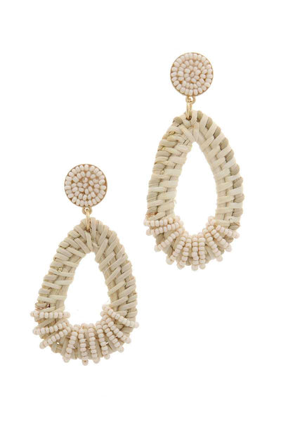 Beaded Teardrop Shape Post Drop Earring