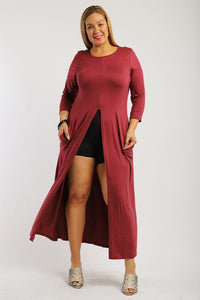 Solid Long Body Tunic Top