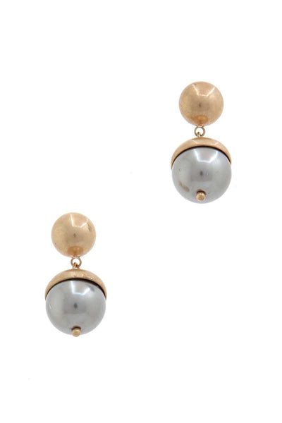 Half Pearl Half Metal Drop Earring