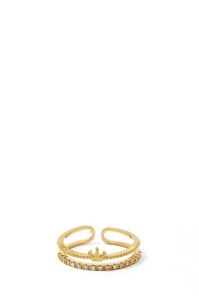 Modern Rhinestone Zirconia Crown Ring