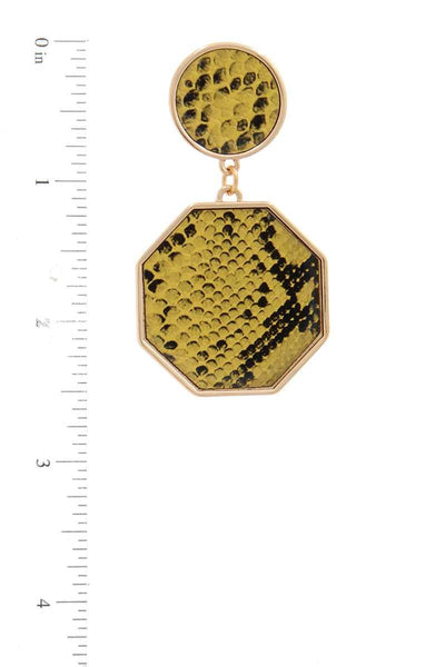 Snake Pattern Octagon Shape Post Drop Earring