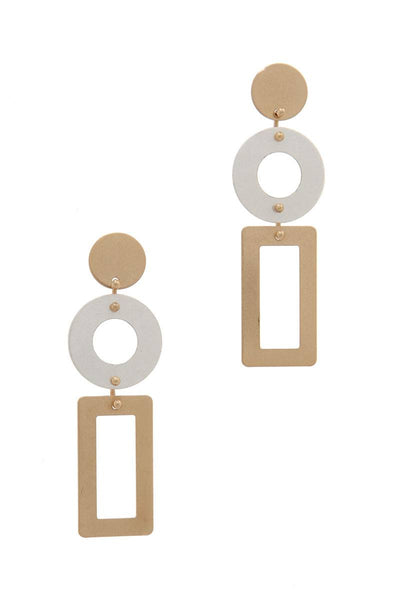 Cut Out Rectangular Shape Post Drop Earring