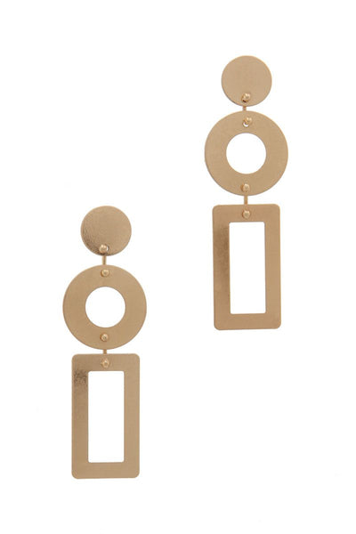 Cut Out Rectangular Shape Post Drop Earring