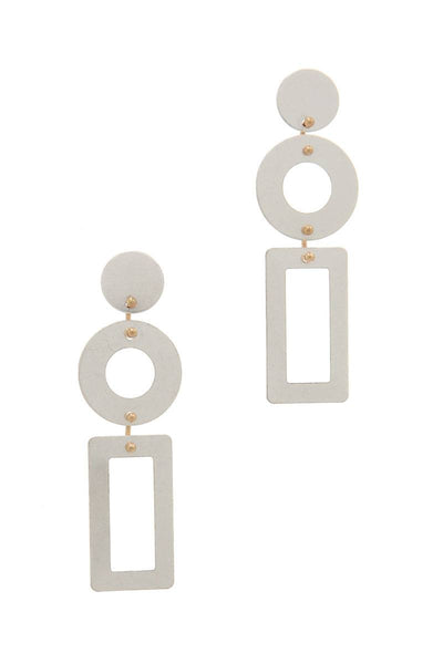 Cut Out Rectangular Shape Post Drop Earring