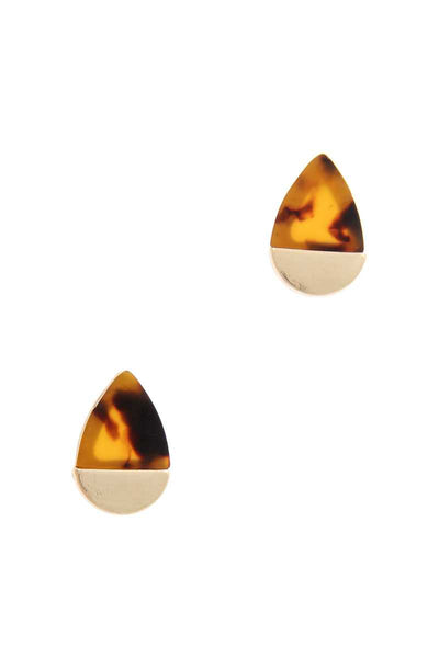 Half Acetate Half Metal Teardrop Shape Earring