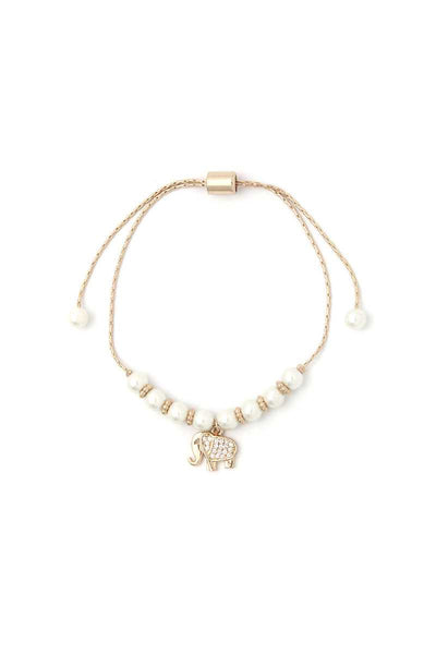 Elephant Charm Beaded Adjustable Bracelet