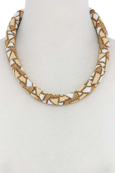 Abstract Pattern Seed Bead Necklace