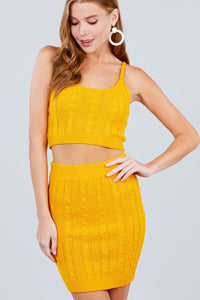 Sleeveless Scoop Neck Sweater Top And Mini Skirt Set
