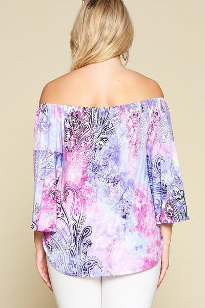 Gorgeous Venezia Tie Dye Paisley Printed Off Shoulder Top