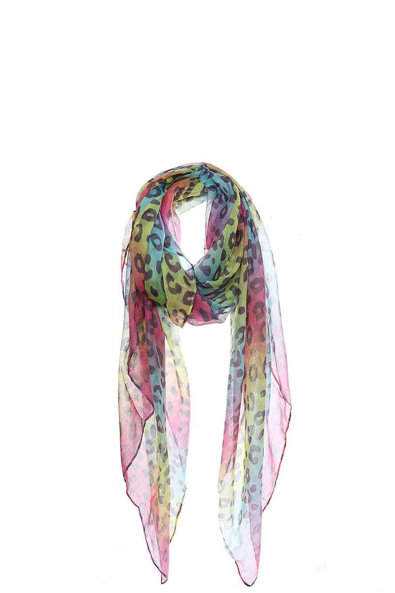 Fashion Rainbow Color Leopard Print Scarf