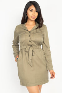 Rtn Bttn Belted Shirts Dress