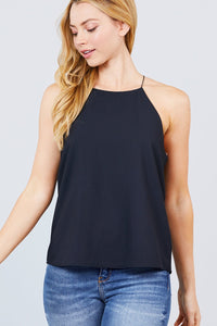 Elastic String Halter Neck Woven Top