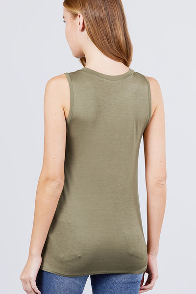 Sleeveless Round Neck Rayon Spandex Knit Top