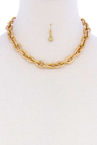 Thick Chain Stylish Necklace And Earring Set