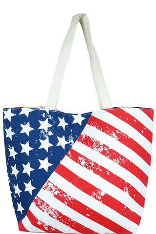 Fashion American Flag Print Canvas Shopper Bag