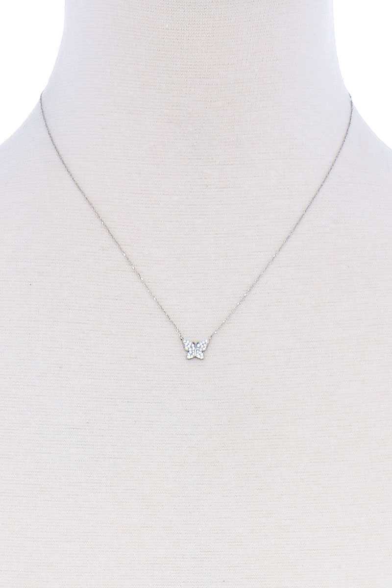 Cute Rhinestone Butterfly Necklace