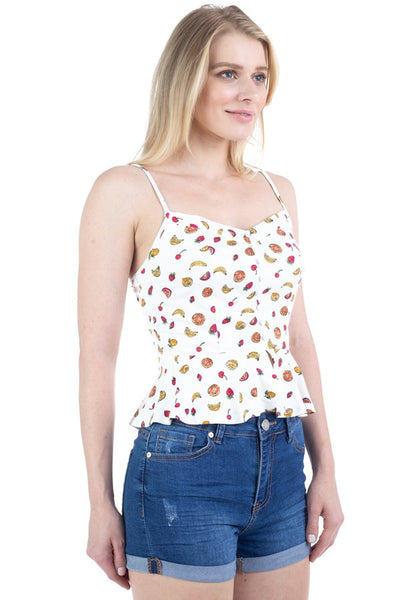 Fruit Print Ruffle Tank Top