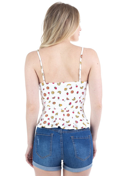 Fruit Print Ruffle Tank Top