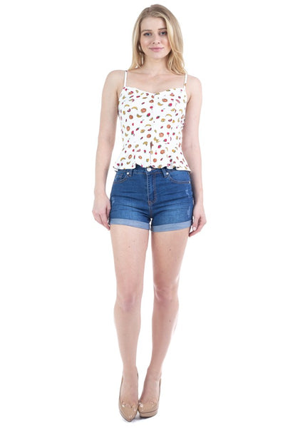 Fruit Print Ruffle Tank Top
