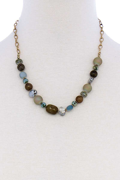 Multi Bead Stone Chic Necklace