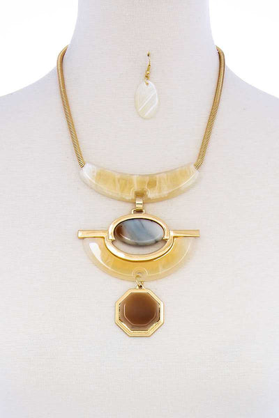 Stylish Acetate Organic Shape Chunky Necklace And Earring Set