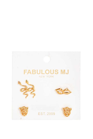 Chic Fabulous 3 Pairs Stud Earring Set