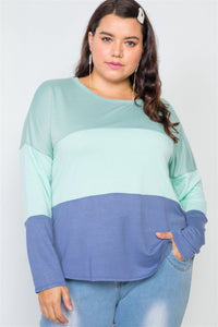 Plus Size Colorblock Soft Knit Top