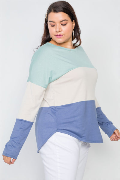 Plus Size Colorblock Soft Knit Top