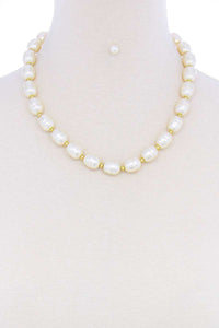 Stylish Fashion Pearl Beaded Necklace And Earring Set
