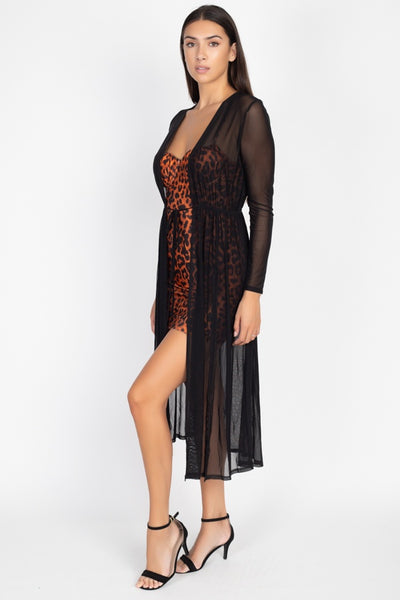 Self Tie Sheer Mesh Duster