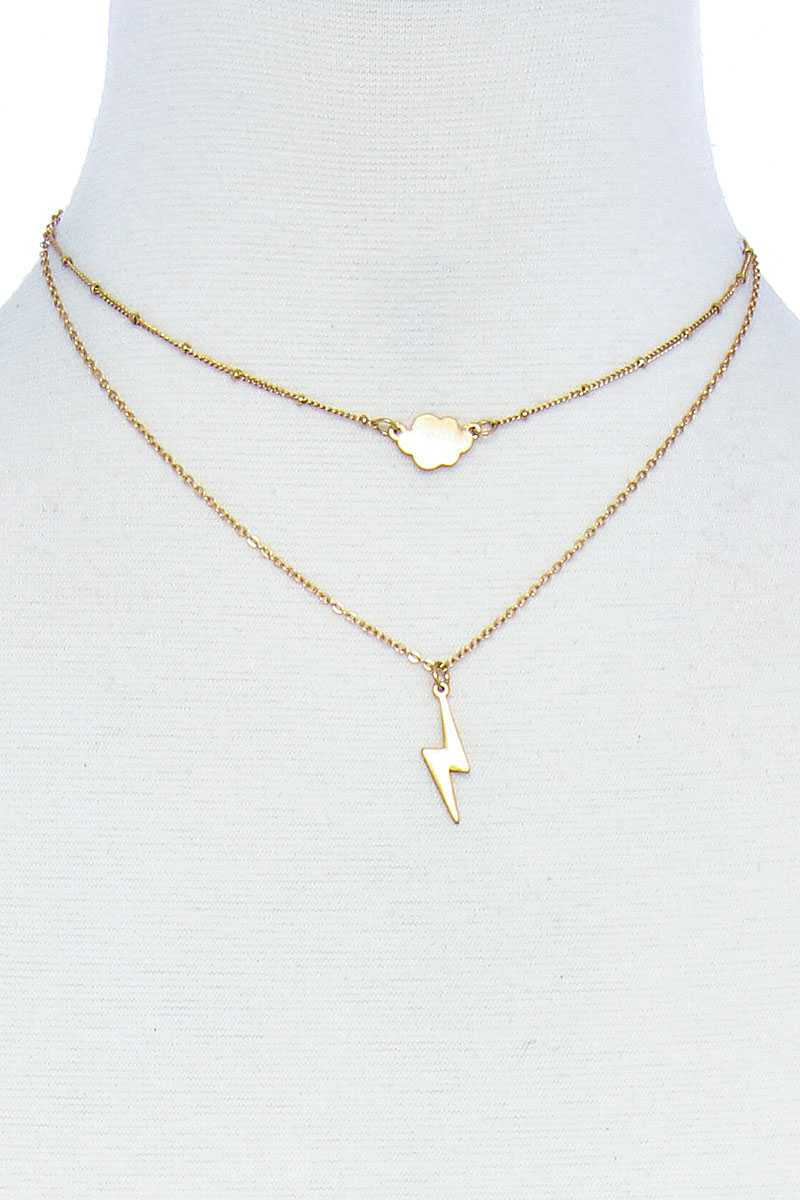Double Layer Lightning And Cloud Pendant Necklace