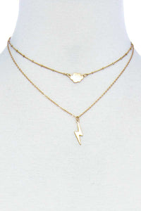 Double Layer Lightning And Cloud Pendant Necklace