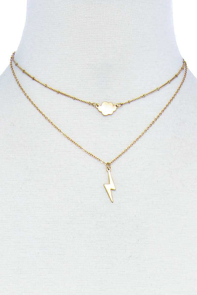 Double Layer Lightning And Cloud Pendant Necklace