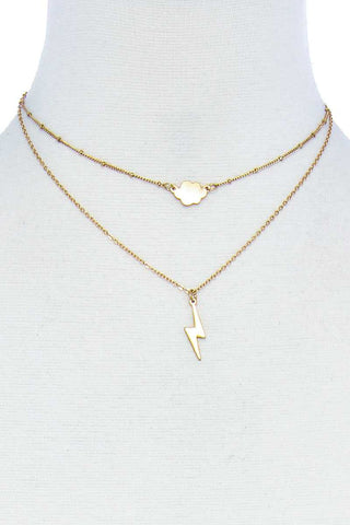 Double Layer Lightning And Cloud Pendant Necklace