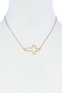 Fashion Cute Cross Out Line Pendant Necklace