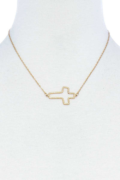 Fashion Cute Cross Out Line Pendant Necklace