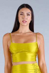 Sexy Spaghetti Strap Darted Under Bust Crop Top