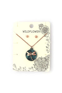 Dragonfly Circle Metal Necklace