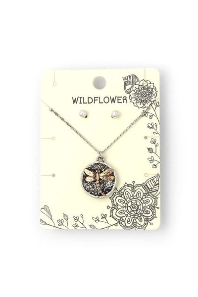 Dragonfly Circle Metal Necklace