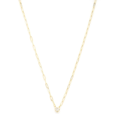 Dainty Heart Charm Oval Link Metal Necklace